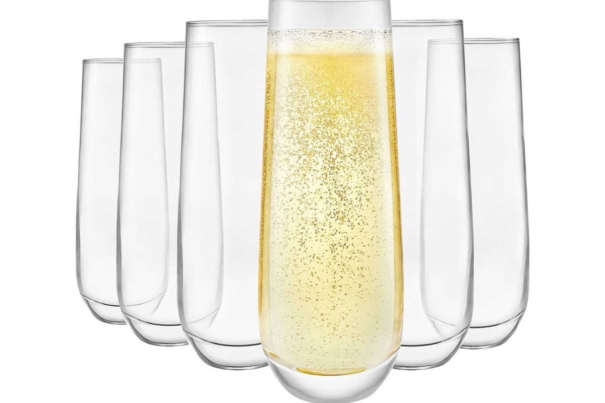 Mozaik Indoor/Outdoor Stemless Champagne Flute Cups (4-Cups)