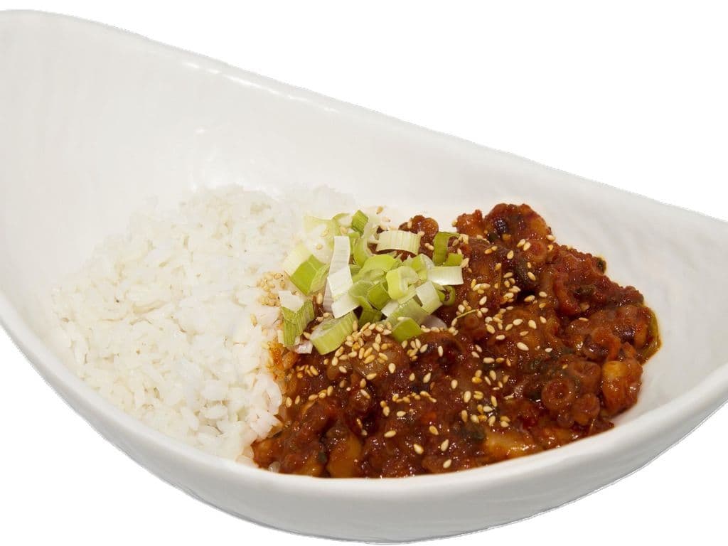 Baby Octopus Stir Fried Over Rice