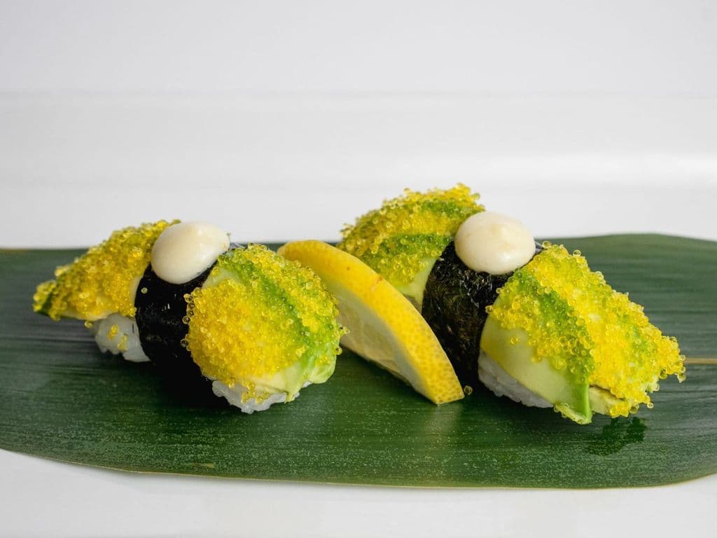 Golden Yuzu Tobiko Avocado Sushi (2pcs)