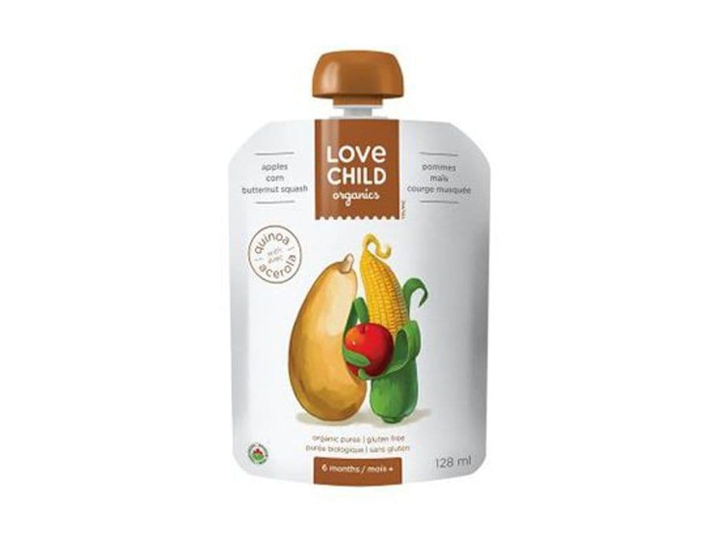 LOVE CHILD APPLES CORN BUTTERNUT SQUASH PUREE 128ML