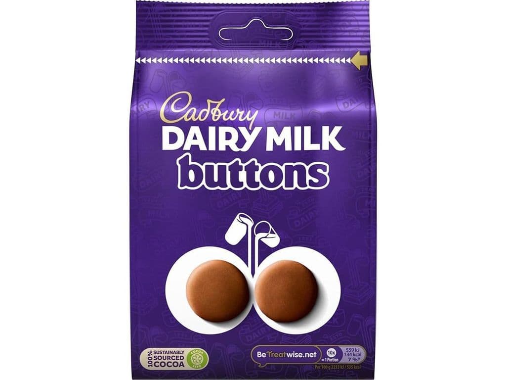 Cadbury Dairy Milk Buttons UK Milk Chocolate Candy Bag