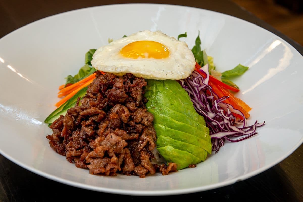 K-Combo F - Pork BBQ Steam Rice, Chicken BBQ Noodle, and Beef Bibimbap