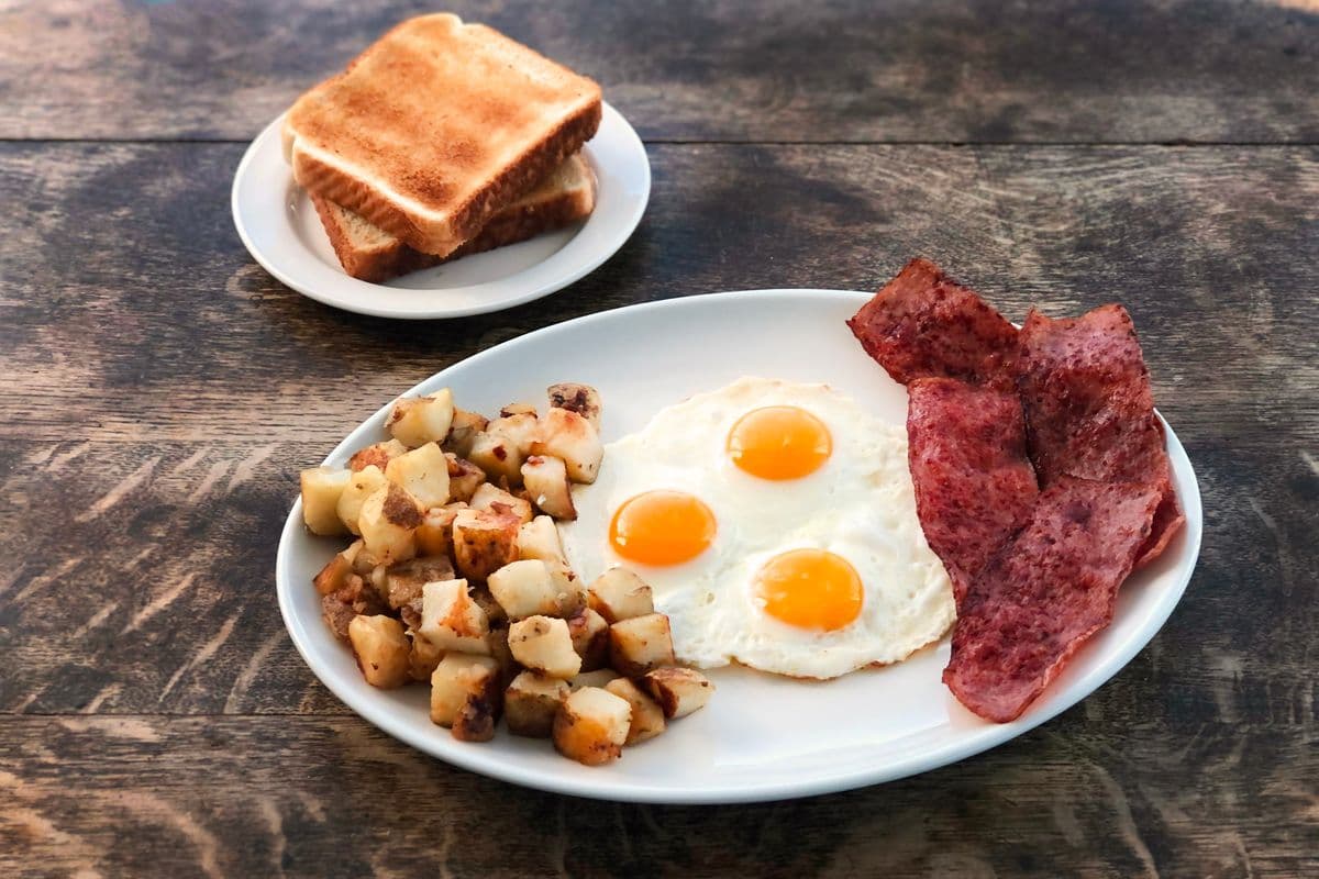 Three Eggs with Turkey Bacon