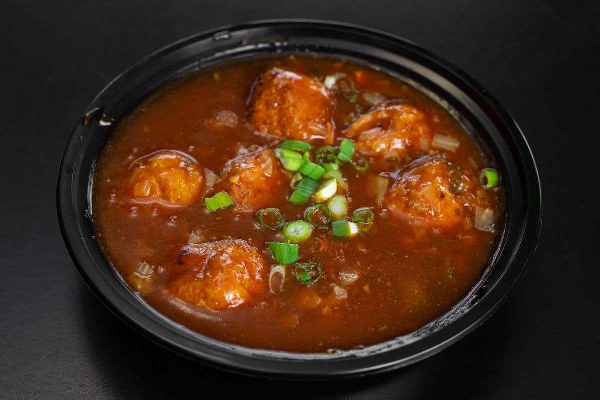 Vegetarian Manchurian Ball gravy Made by fresh mixed vegetable ( No onion garlic option available)