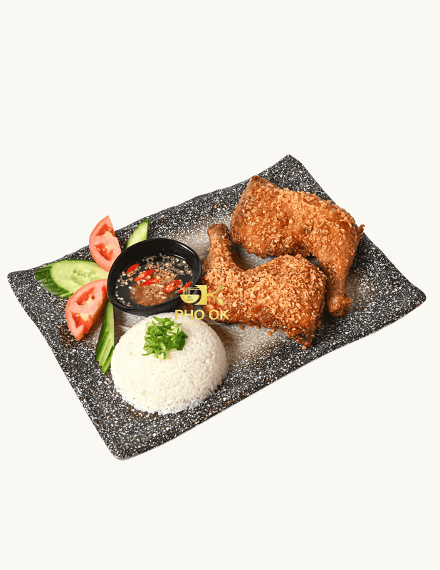 C5. Broken Rice with Fish Sauce Fried Chicken Leg Quarter (2 pcs)