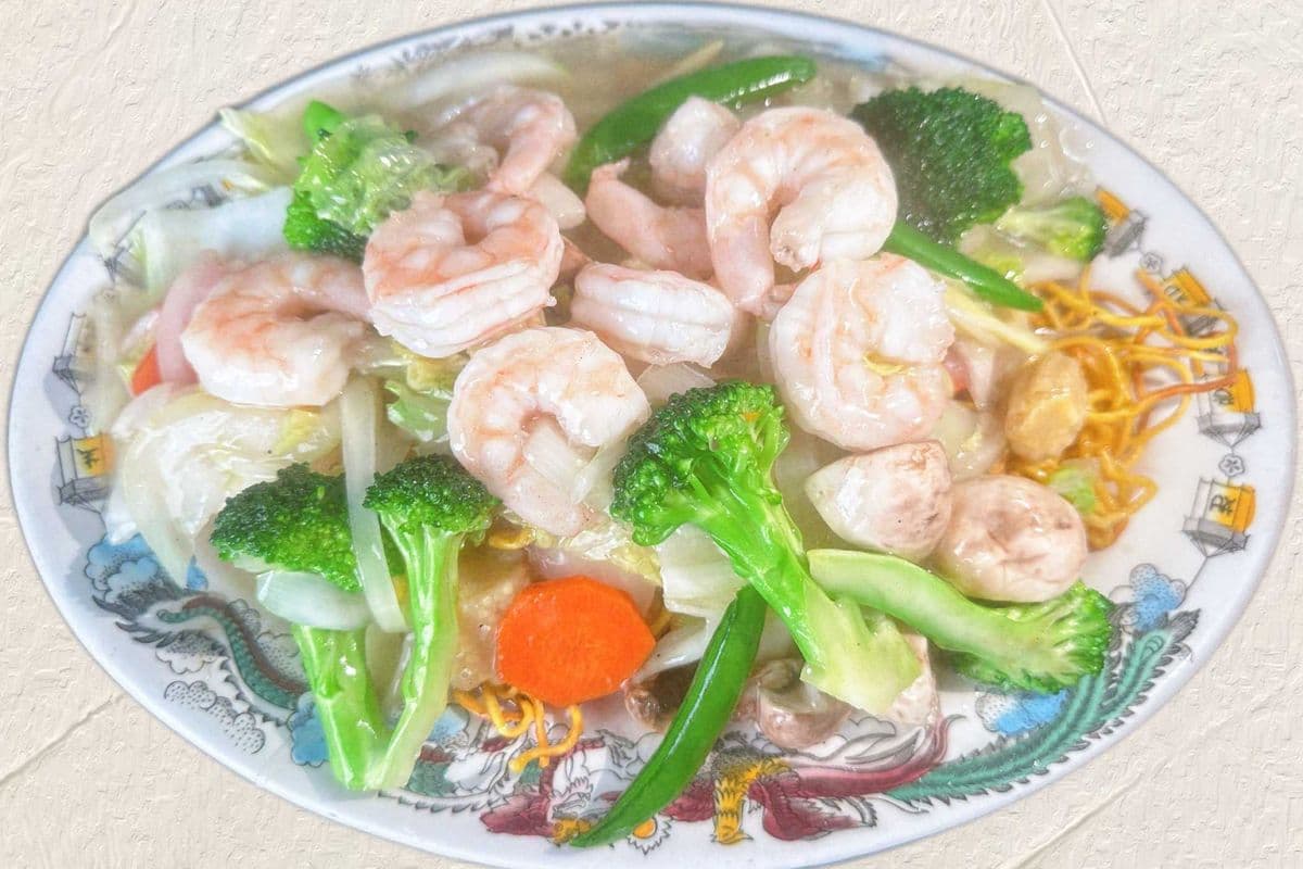 83. Shrimp with Mixed Vegetable Chow Mein