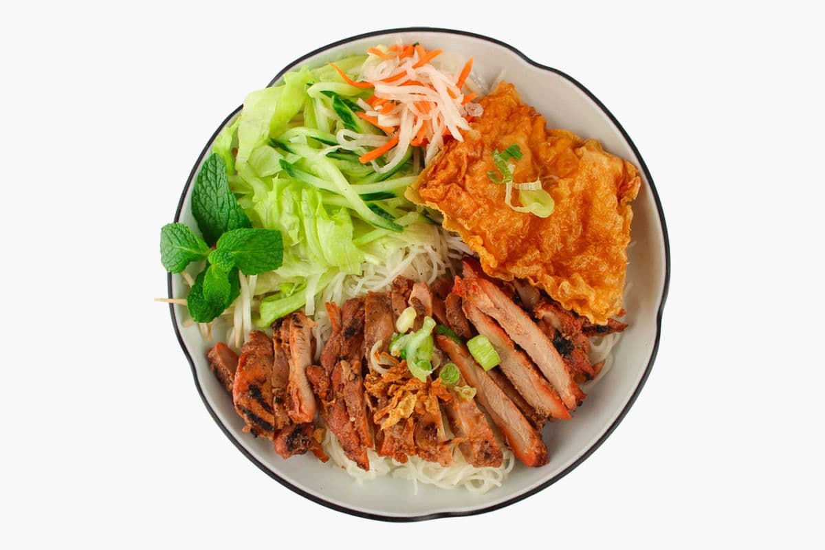 506. [NEW] Grilled Meat & Crispy Shrimp Bean Curd Vermicelli (Bun 1 Loại, 1 Tau Hu Ky)