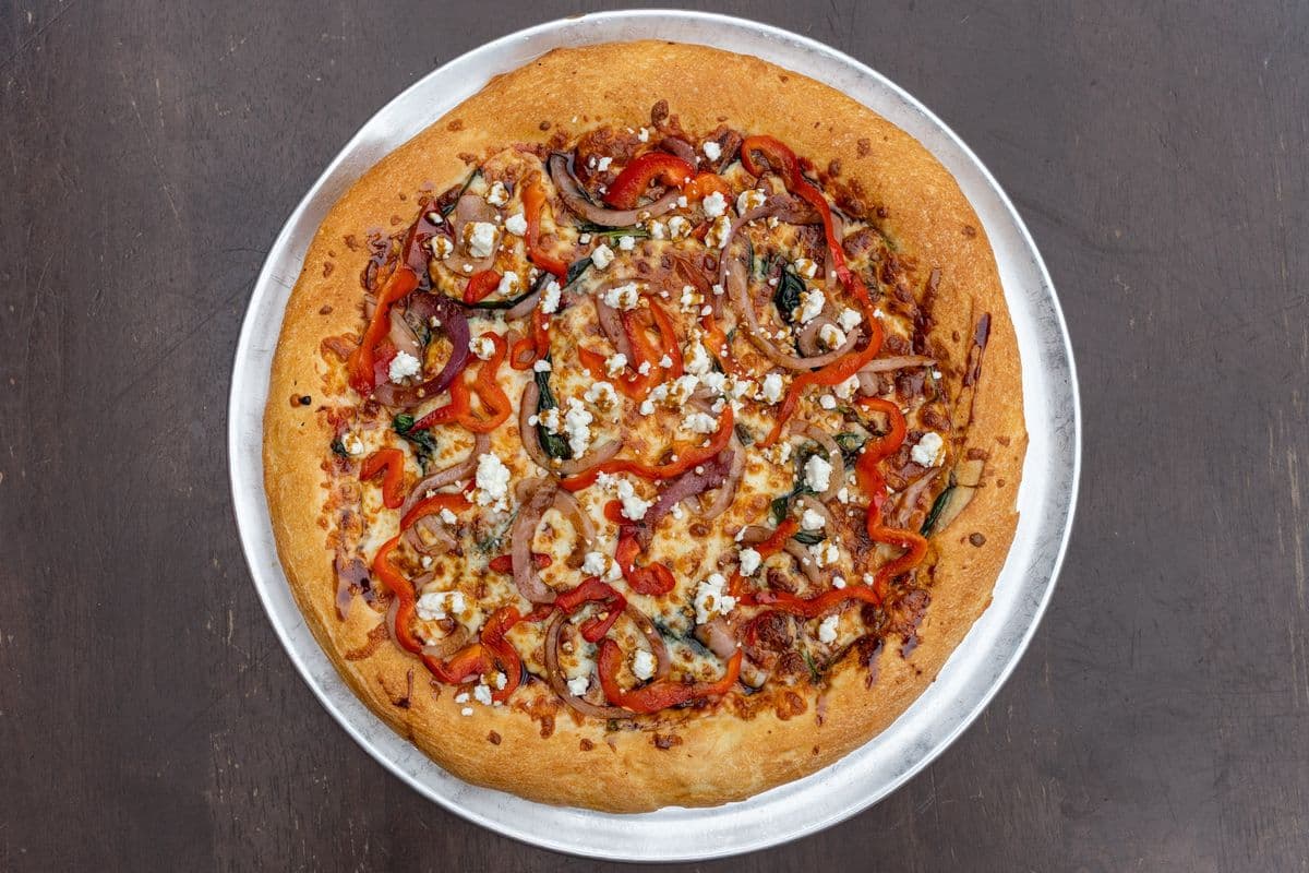 Large Roasted Veggies and Goat Cheese Pizza