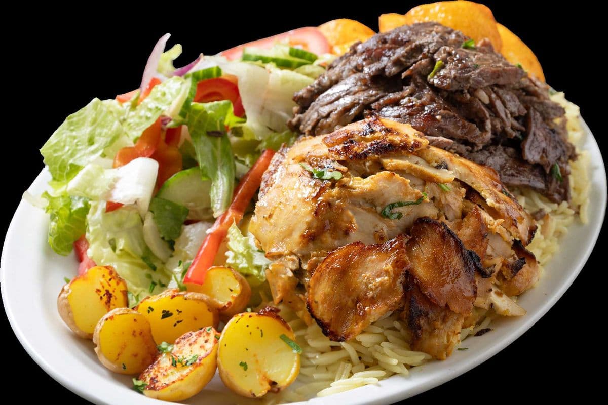 Mixed Grill (Chicken and Beef Shawarma) Plate