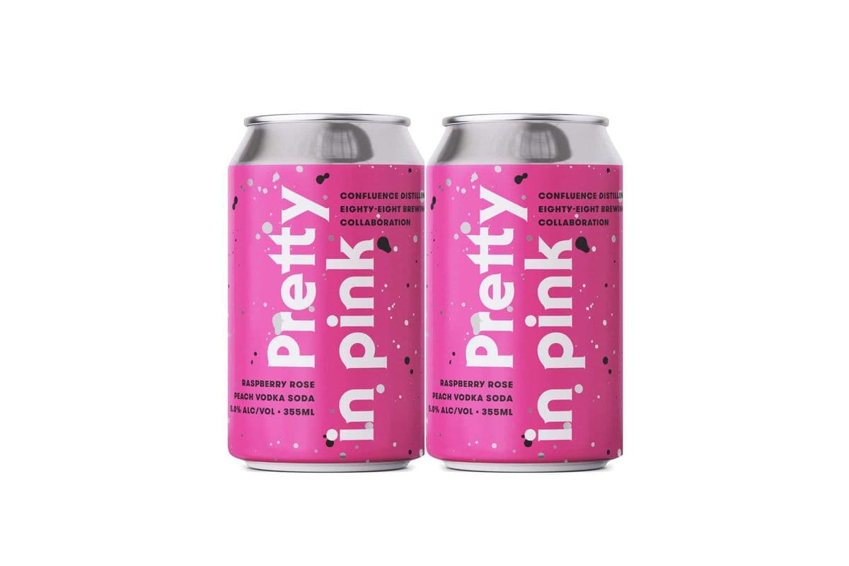 88 Pretty In Pink Raspberry Peach Rose Vodka Soda (4 Cans) (4 x 355ml)