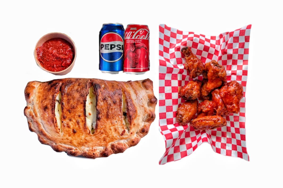 Large Three-Topping Panzerotti 10 Wings 2 Pops
