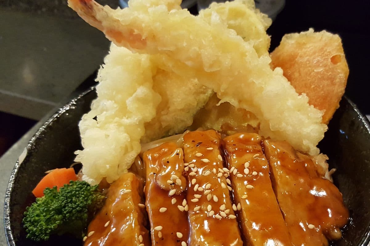52. Tempura and Chicken Teriyaki Don