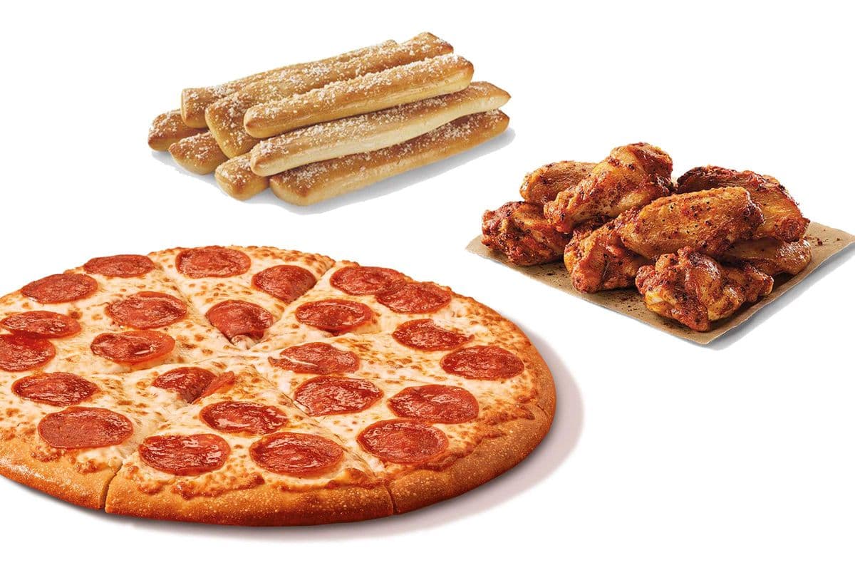 Classic Pepperoni, Crazy Bread, and Wings