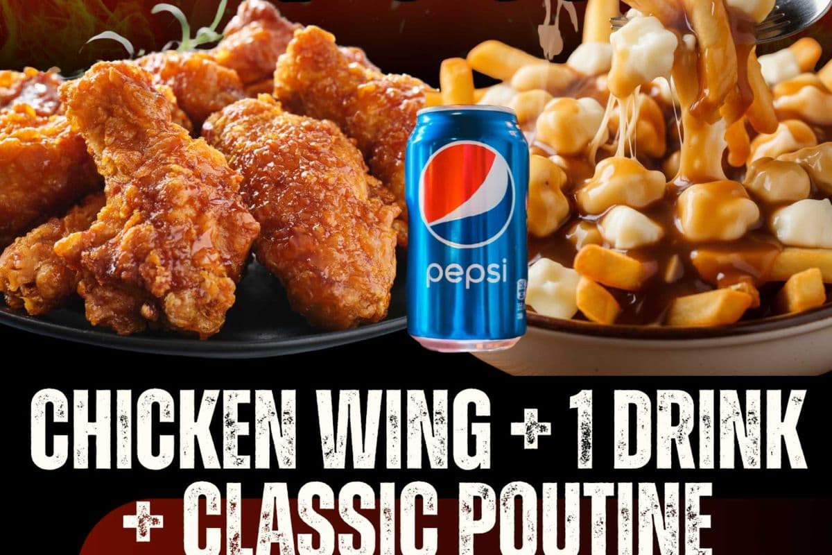 Fried Hand Breaded Wings (1 lb.) + free POP + Classic poutine