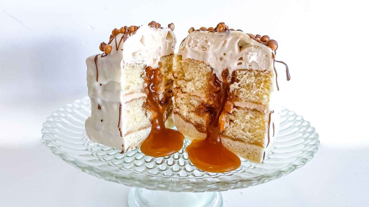 Ooey Gooey Salted Caramel Monster Cube Cake