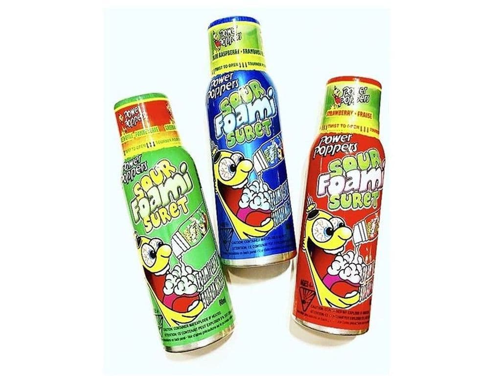 Regal Power Poppers Sour Foam Spray Candy (Either strawberry, blue raspberry, or green apple at random)