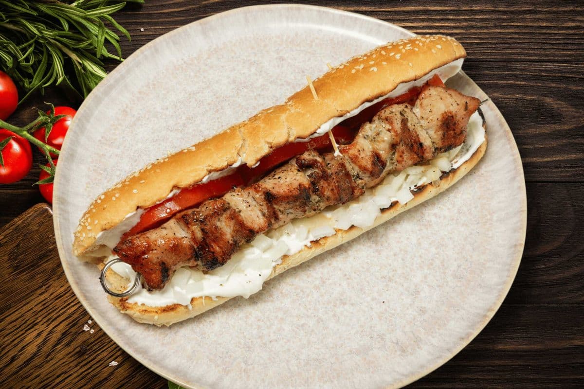 Pork Souvlaki on a Bun