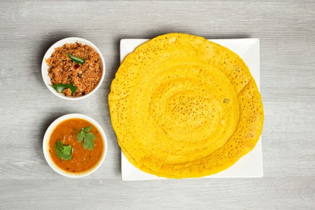 Plain Dosa with Sambol and Sambar - Tamil Eelam Style