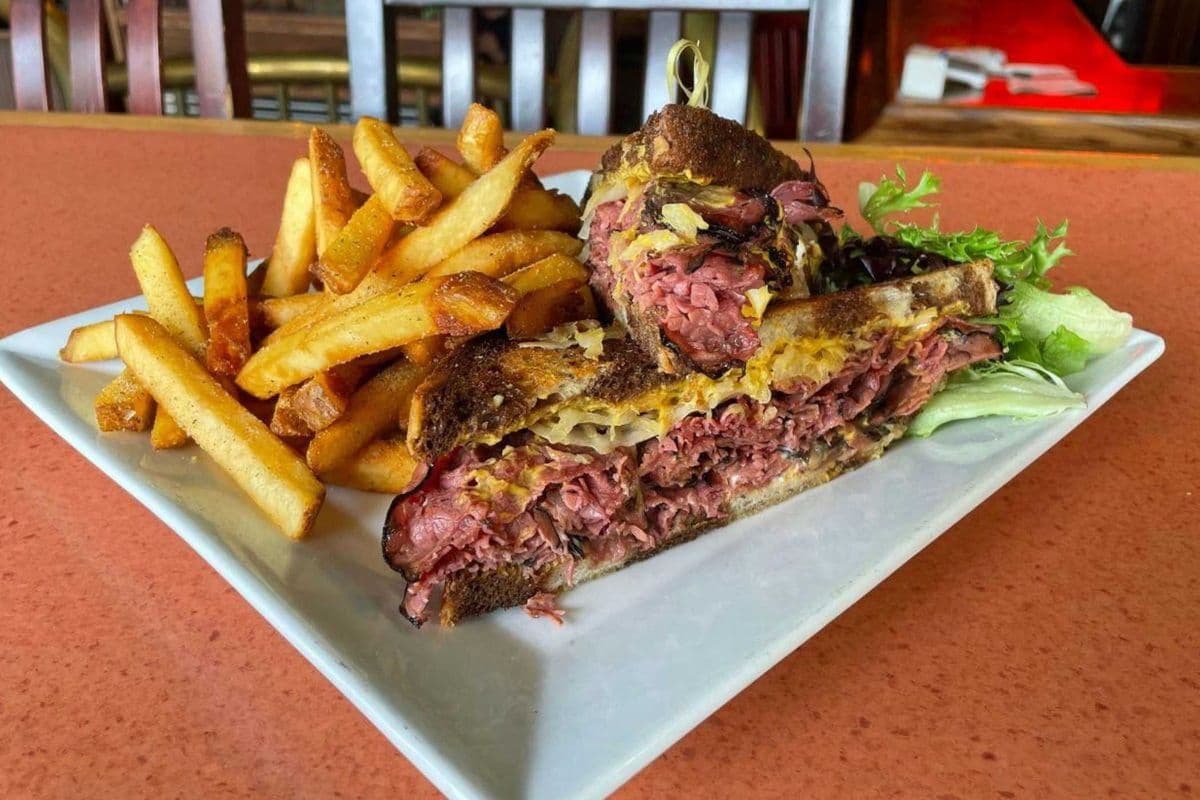 NY Deli smoked meat sandwich.