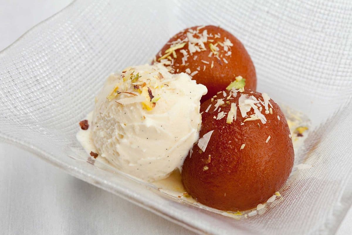 Hot Gulab Jamun with Ice Cream