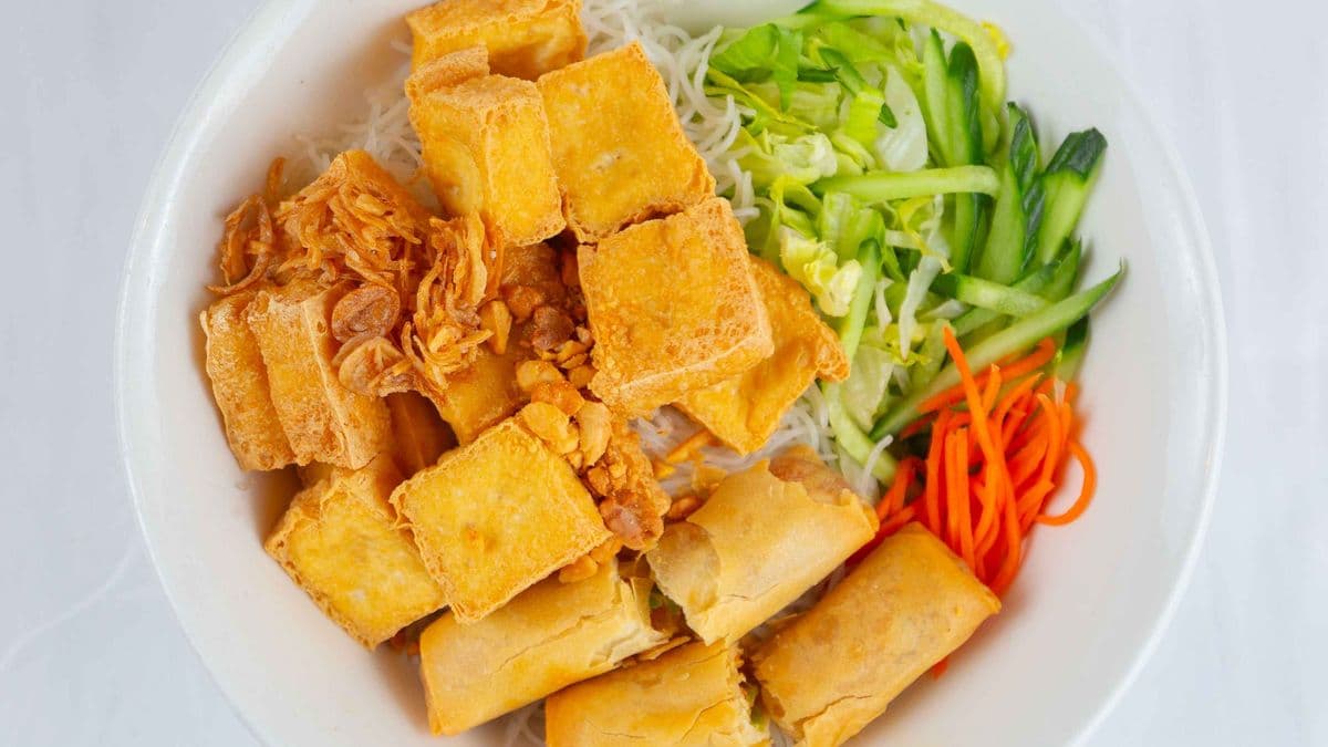 96. SPRING ROLLS N DEEP FRIED TOFU