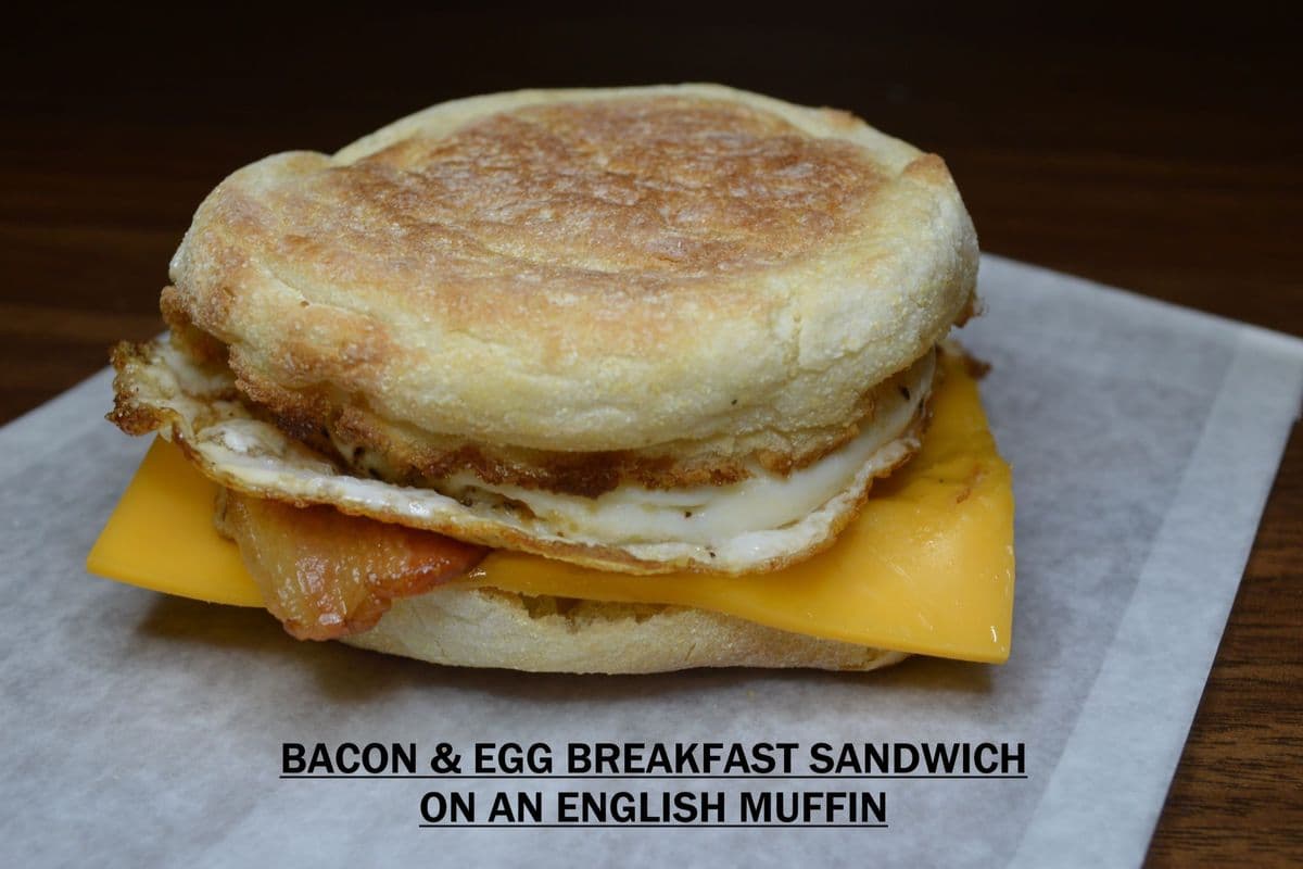 Bacon and Egg Breakfast Sandwich on an English Muffin