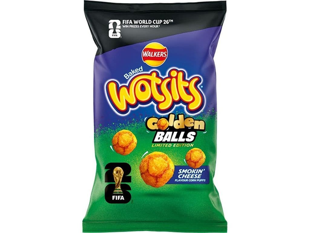 Wotsits World Cup Golden Smokin Cheese Balls UK 130g Corn Puff Chips 