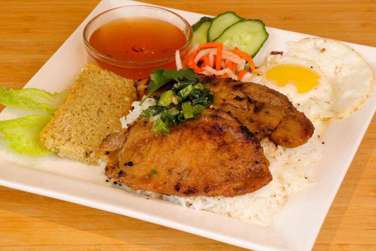 801. Lemongrass Pork Chop and Pork Meat Loaf - Com Suon, Cha Trung