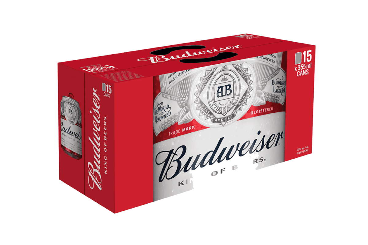 925222. Budweiser (15 Cans) (15 x 15 pack cans)