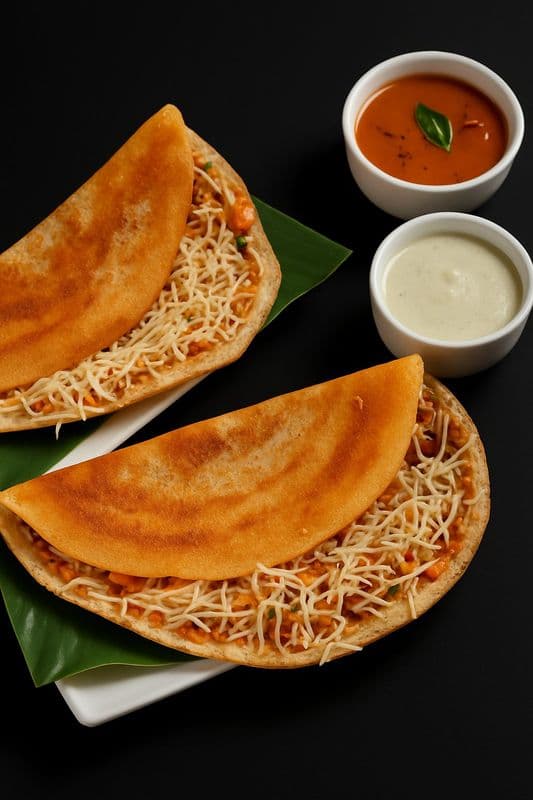 Cheese Schezwan Masala Dosa / Dosa Masala Schezwan au Fromage