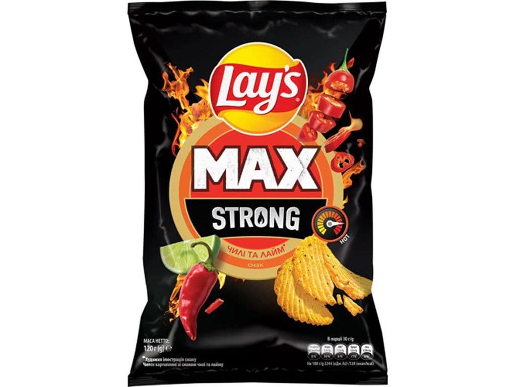 Lays Max Strong Chili Lime Poland Spicy Potato Chips 120g