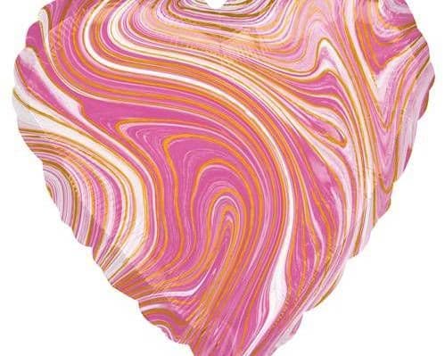 18" Heart Shape Foil Balloon - Marble Pink