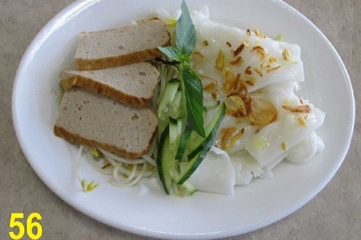 56. Homemade Steamed Rice Sheets Served with Vietnamese Sausage.