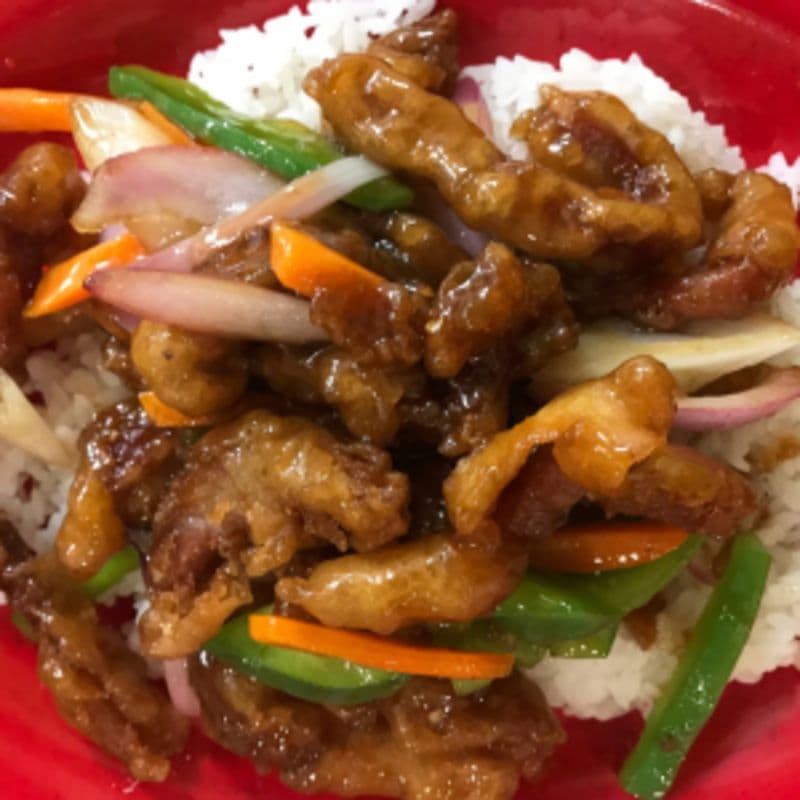 D15. Crispy Ginger Beef with Rice