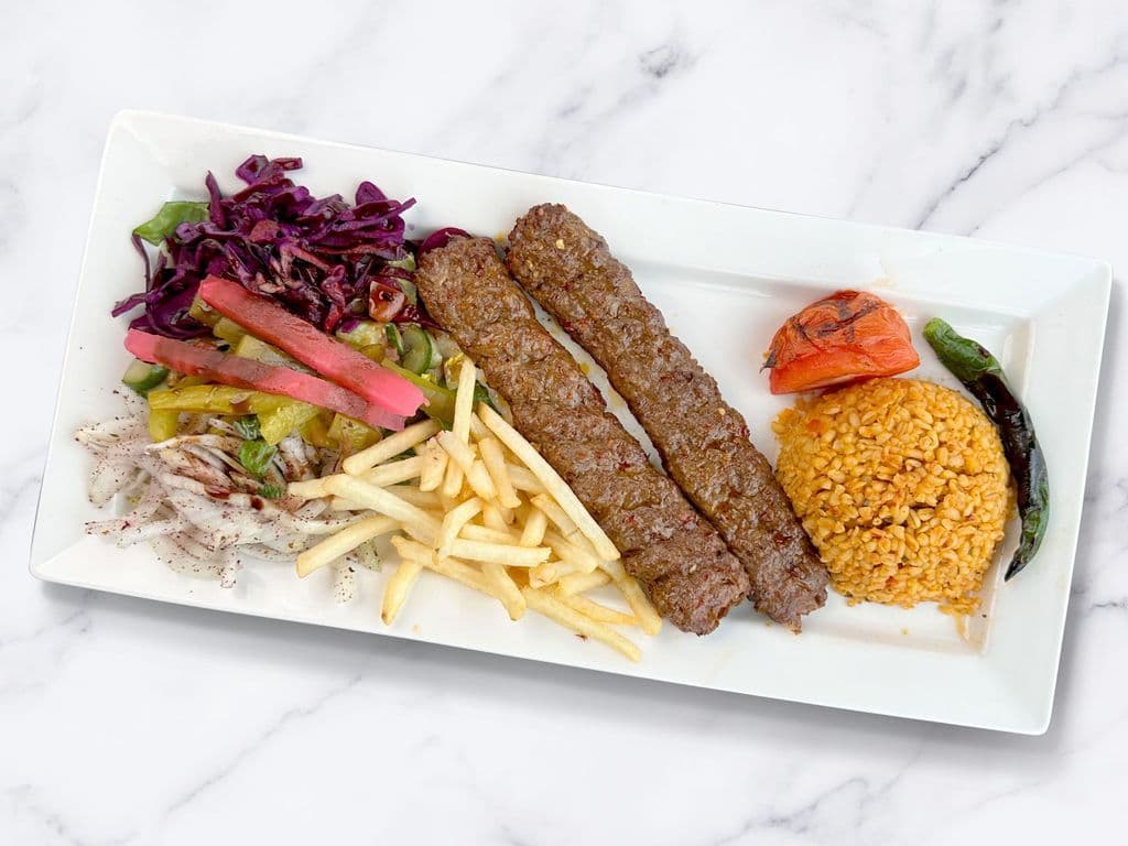 Beef Adana Kebap Dinner (2 skewers)