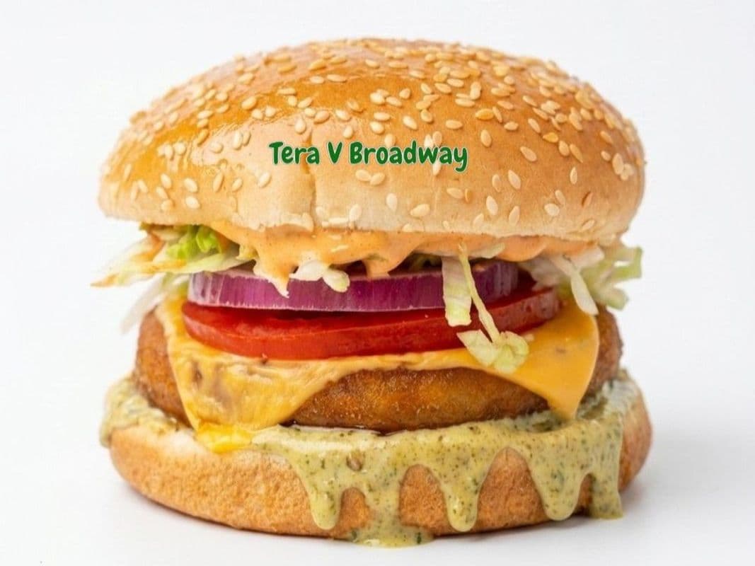 Hot Tangy Aloo Tikki Burger (Vegan)