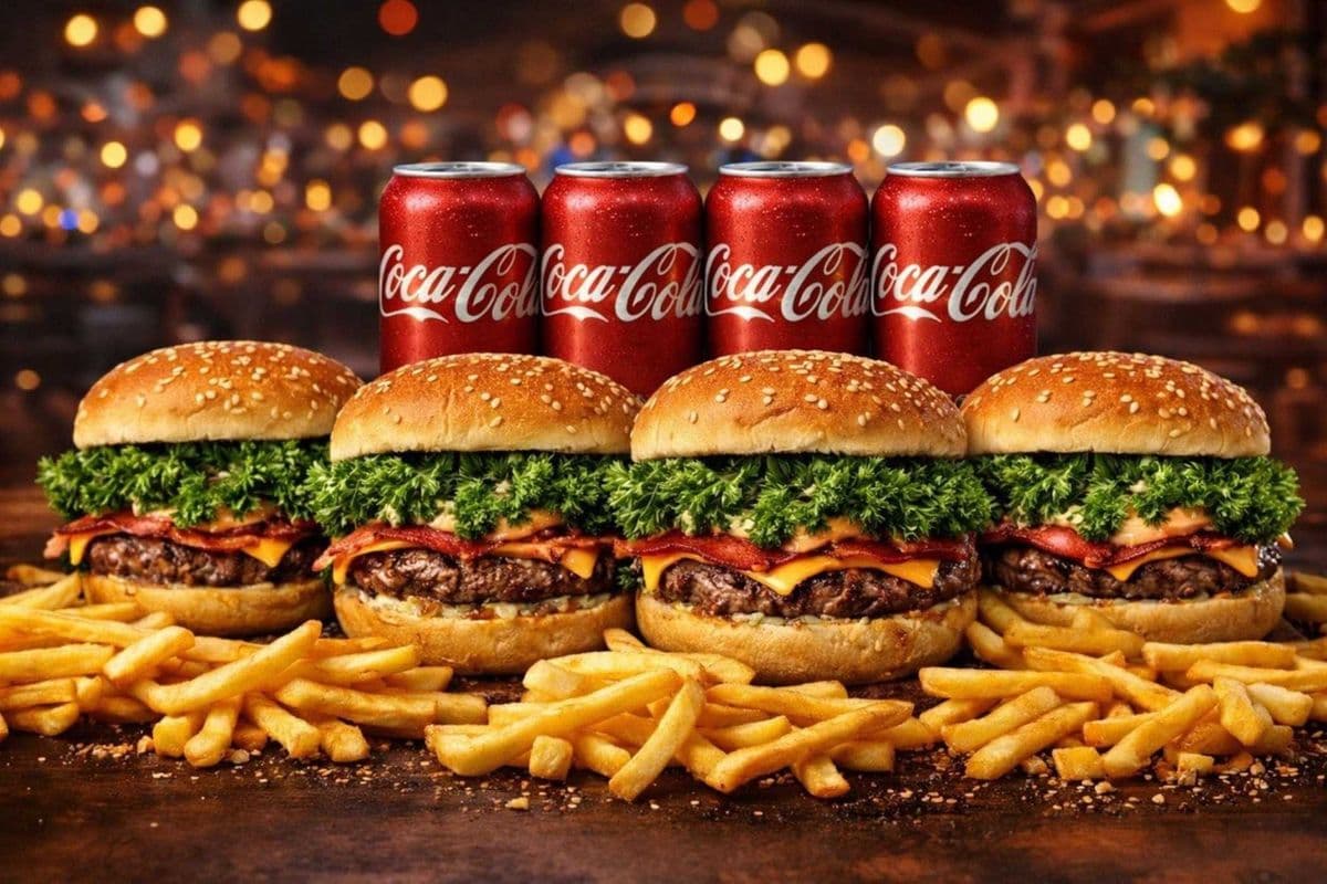 Family Burger Pack/Family Pack ( Repas pour 4 Personnes / For 4 People )4 Sandwiches, 4 Fries, 4Soft drinks (Grand/Moyen)