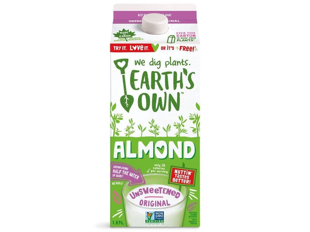 EARTH'S OWN ALMOND MILK UNSWEETENED 1.89L