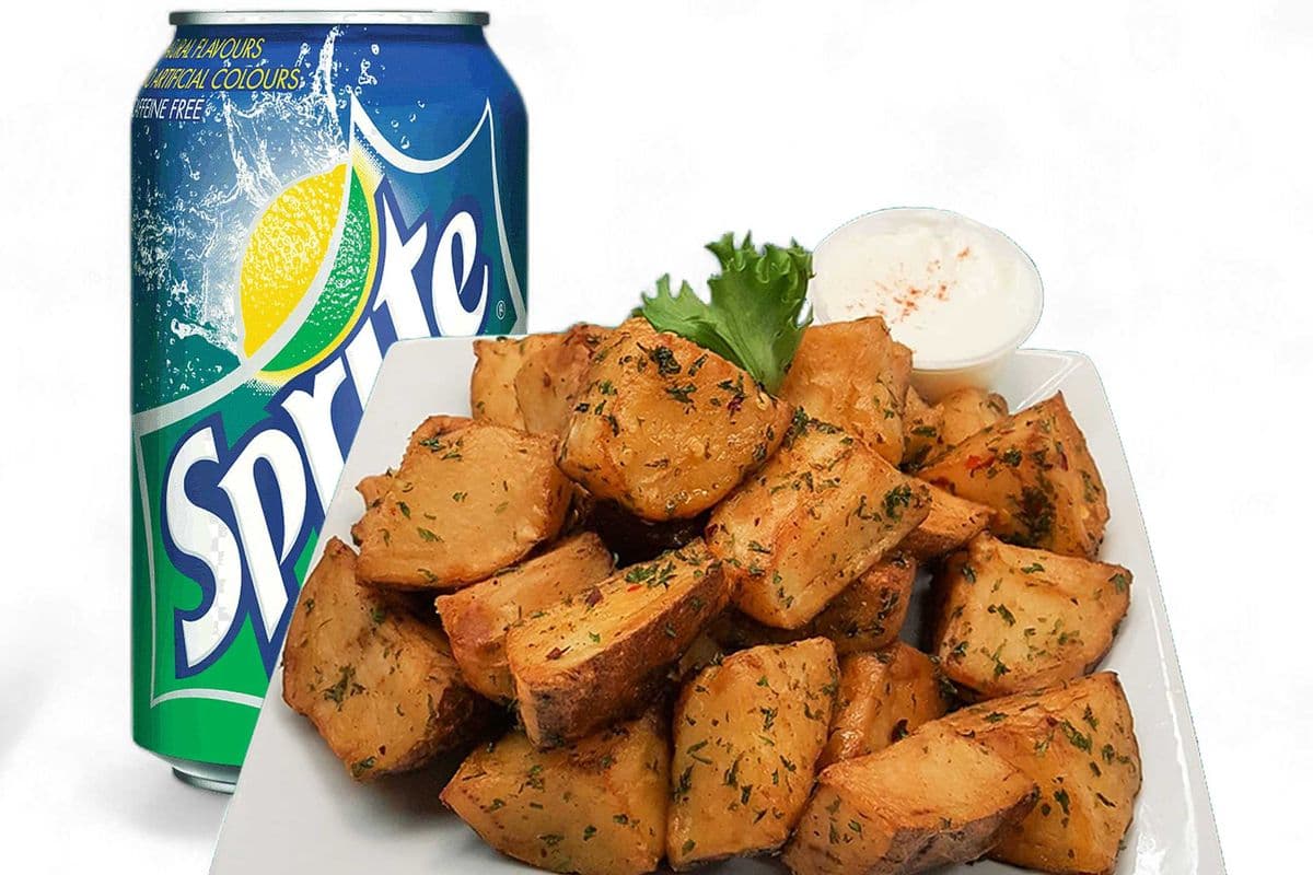 Garlic Potatoes and Beverage