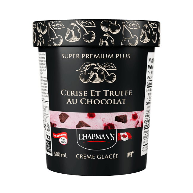 Chapman's Super Premium Créme Glacée Cerise et Truffe au Chocolat 500ml/ Chapman's Super Premium Ice Cream Cherry Chocolate Truffle 500ml