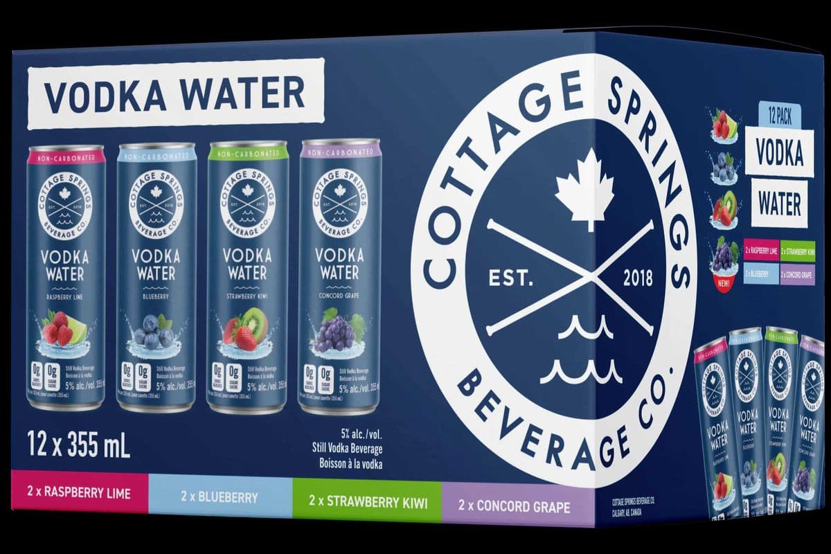 COTTAGE SPRINGS VODKA WATER VARIETY (12 CANS X 355ML) 5.0% ABV (12 x 355 mL)