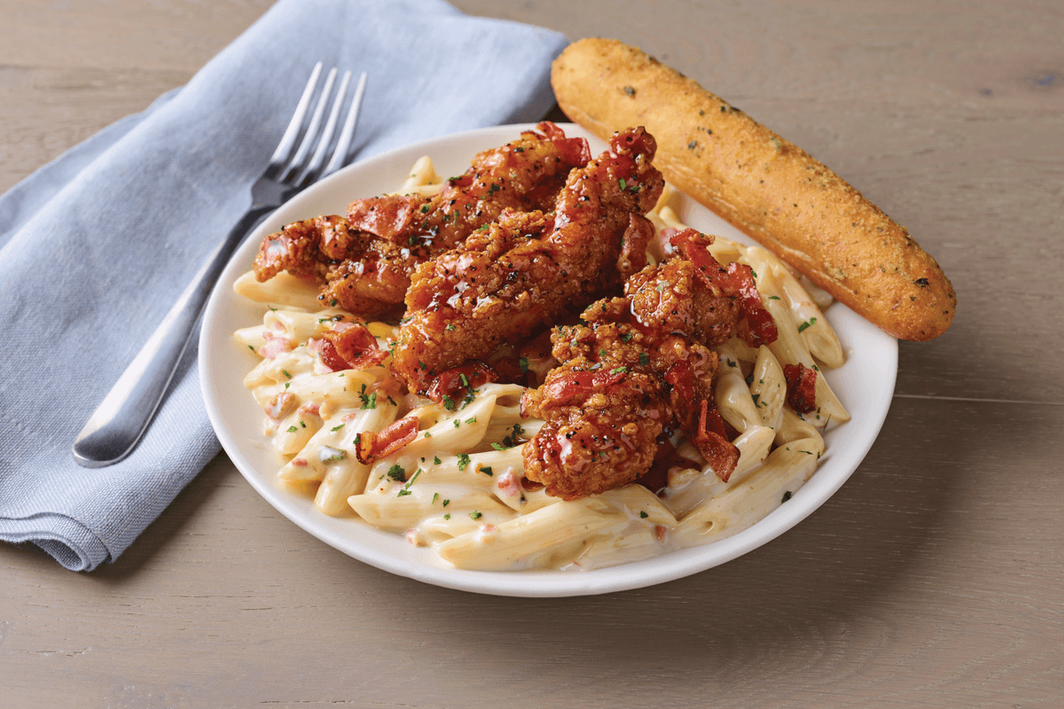 Four Cheese Mac 'N' Cheese with Honey Pepper Chicken Strips