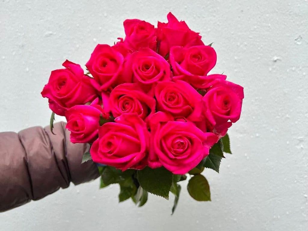 Local Flowers - Rose Dark Pink bouquet (10 stems)