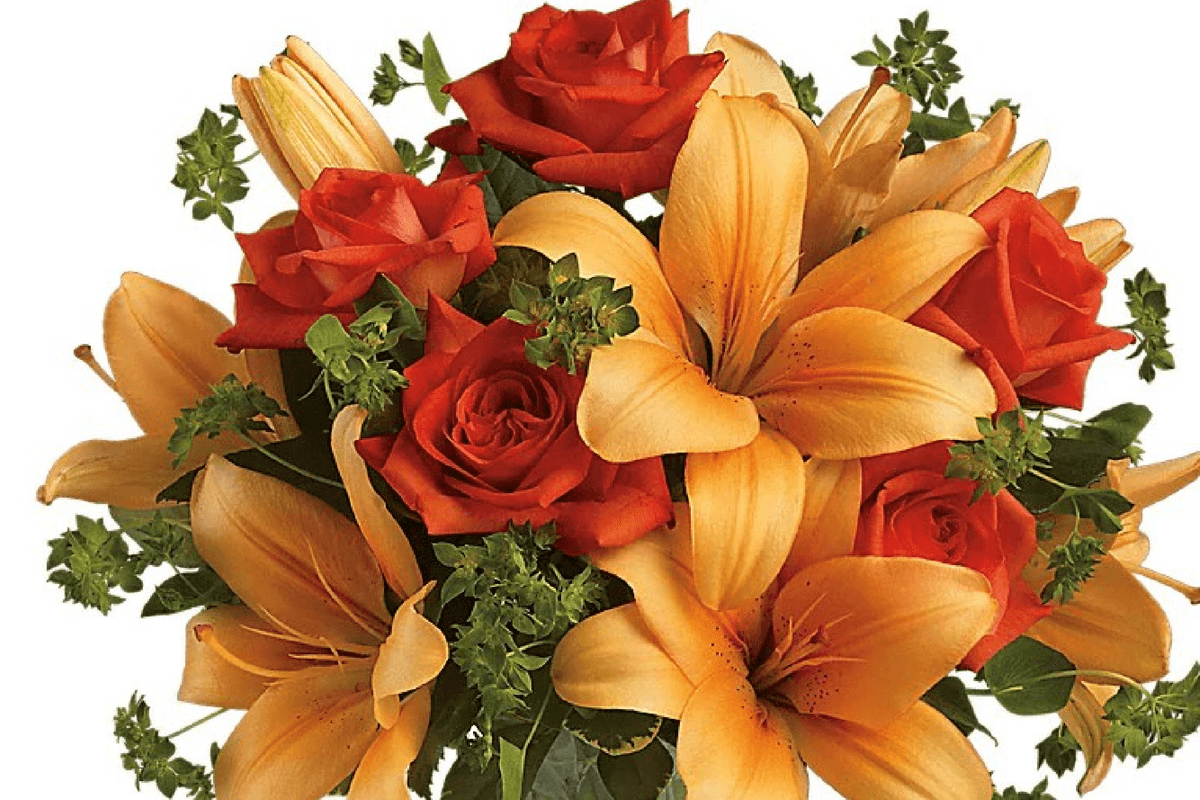 Fiery Lily and Rose Boquet