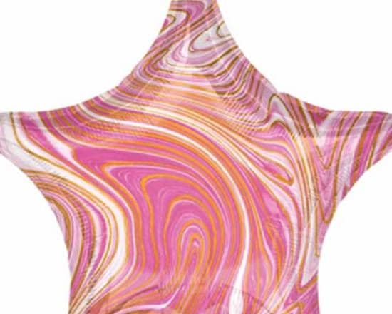 18" Star Shape Foil Balloon - Marble pink