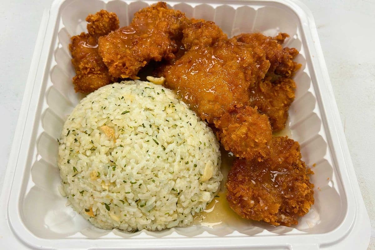 Garlic Butter Fried Rice & Honey Garlic Lemon Chicken Katsu (cutlet)