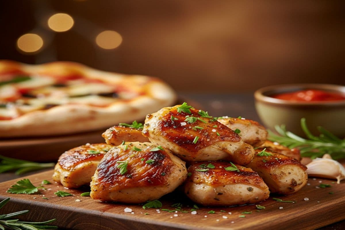 Add herb roasted chicken to salad