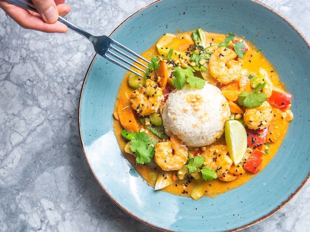 Yellow Coconut Curry Bowl Shrimp