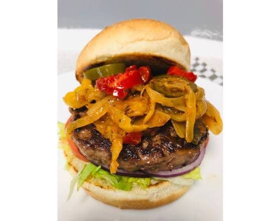 Cajun Spicy Burger with fries
