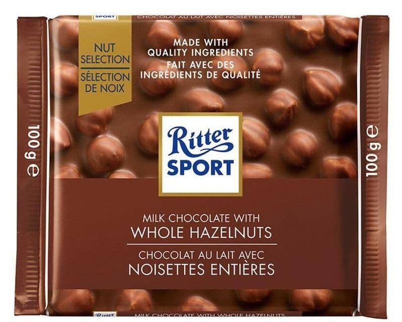 RITTER MILK CHOCOLATE WITH HAZELNUTS 100G
